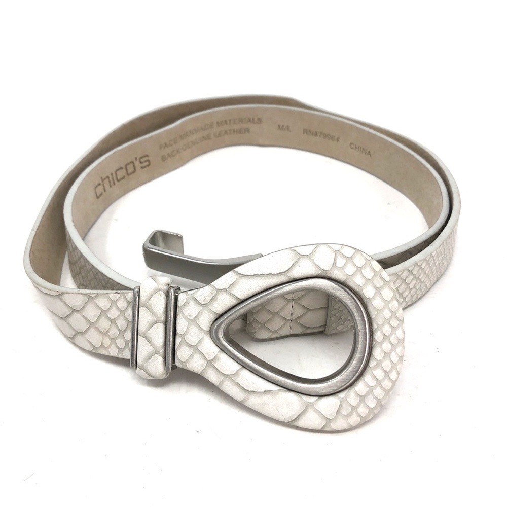 Chico's Cream Snake Pattern Belt - Picture 3 of 5